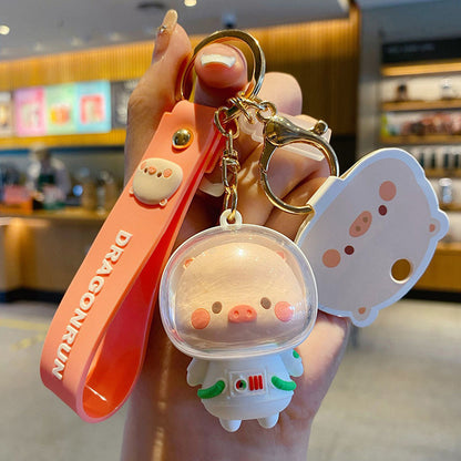 Cute Cartoon Pig Astronaut Keychain for Car Trend