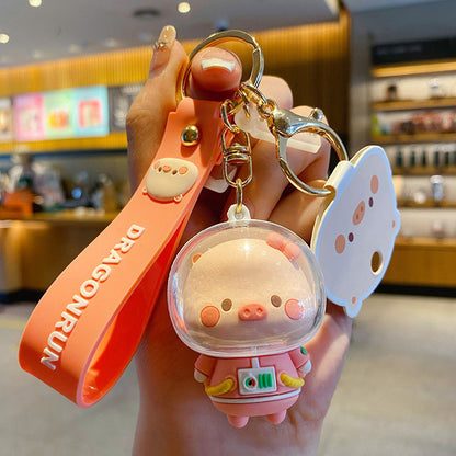 Cute Cartoon Pig Astronaut Keychain for Car Trend