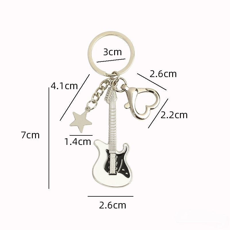 Y2K Vintage Guitar Pentagram Star Pendant Keychain