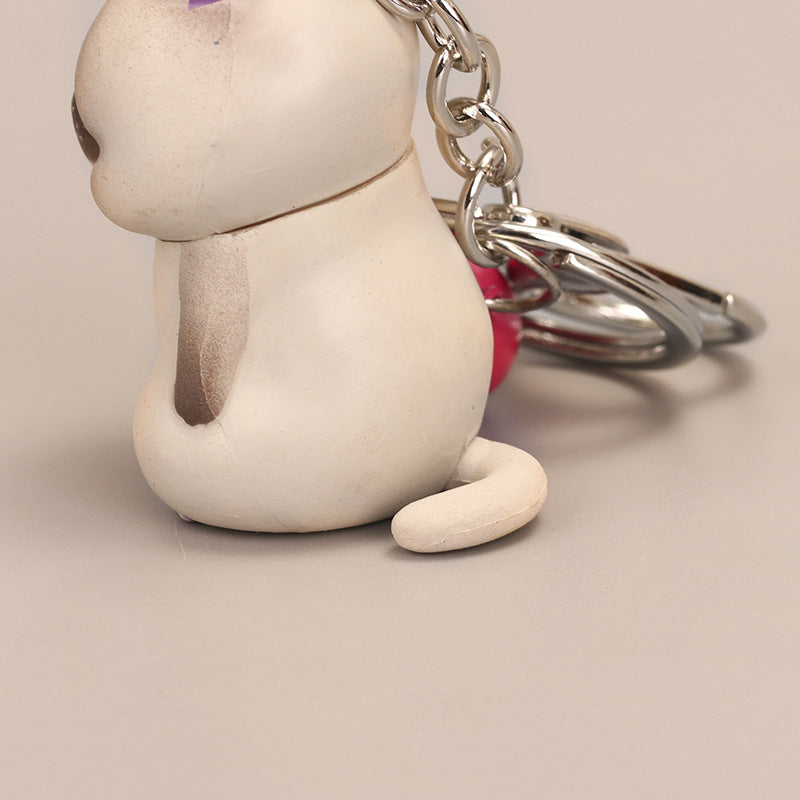 Cute Cat Resin Keychain Pendant for Bags and Gifts