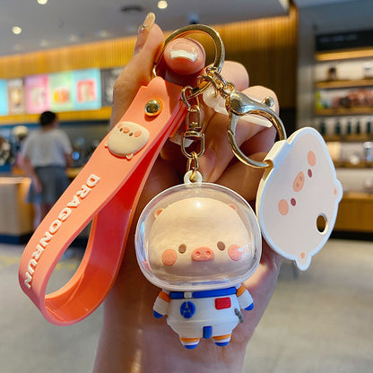 Cute Cartoon Pig Astronaut Keychain for Car Trend