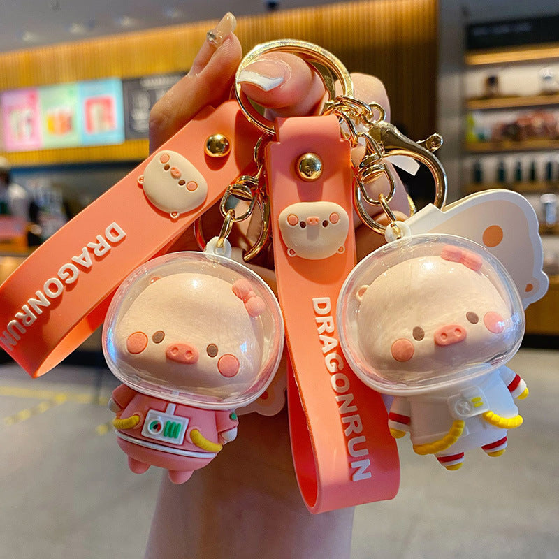 Cute Cartoon Pig Astronaut Keychain for Car Trend