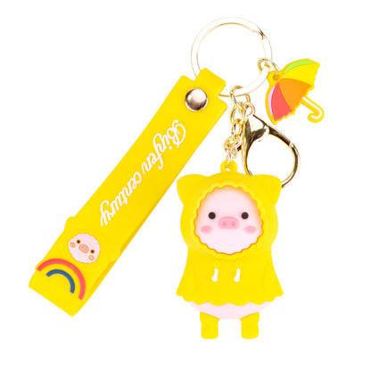 Cute Pig Raincoat PVC Keychain Pendant