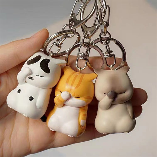 Cute Cat Resin Keychain Pendant for Bags and Gifts