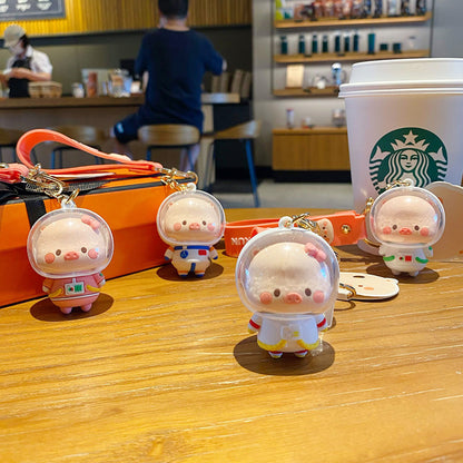 Cute Cartoon Pig Astronaut Keychain for Car Trend