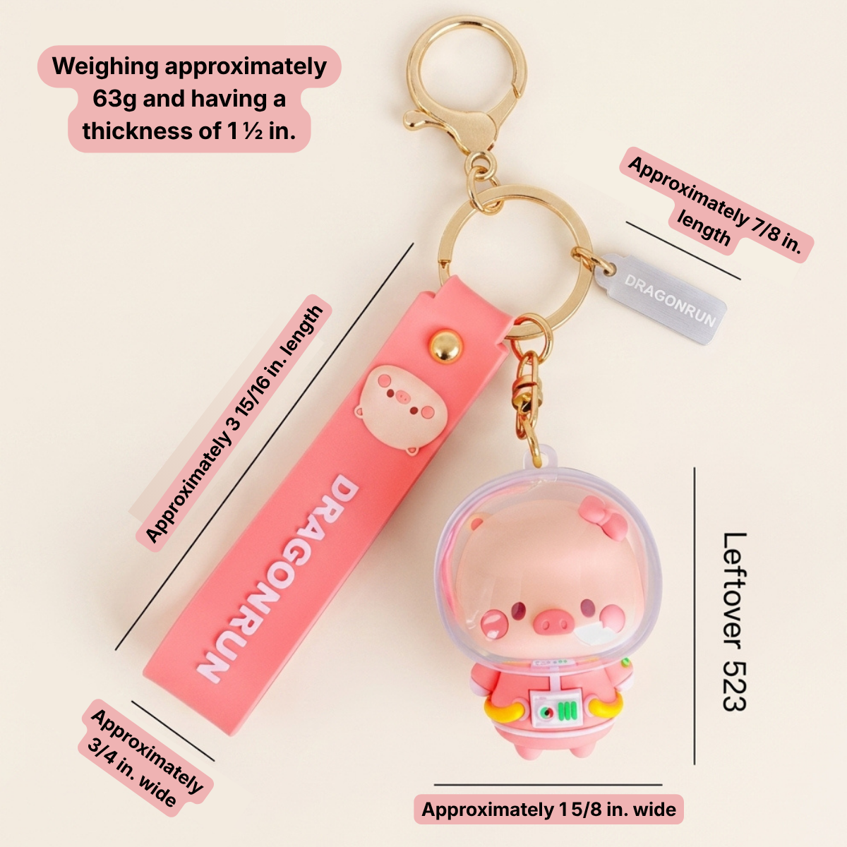 Astronaut Piggy Keychain