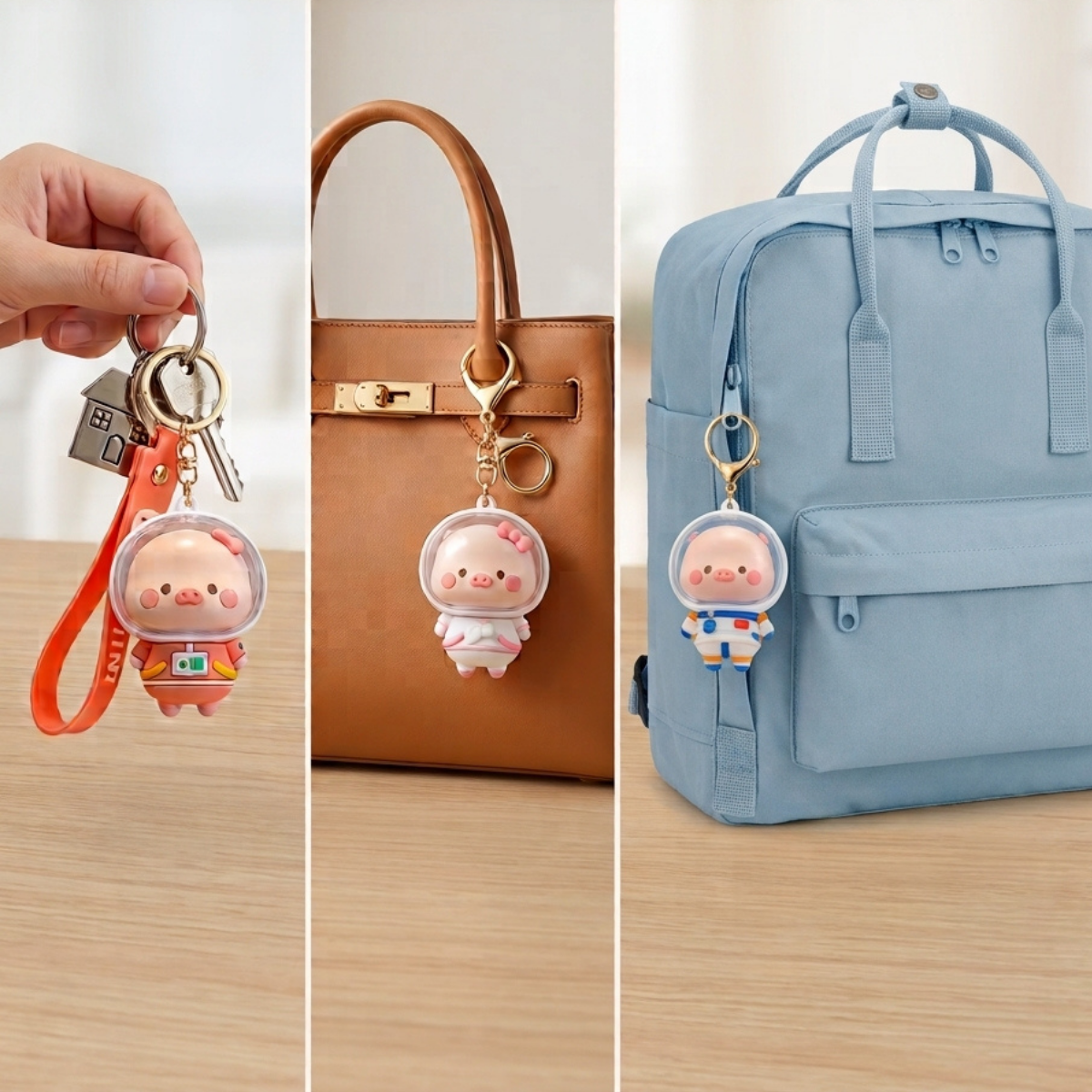 Astronaut Piggy Keychain